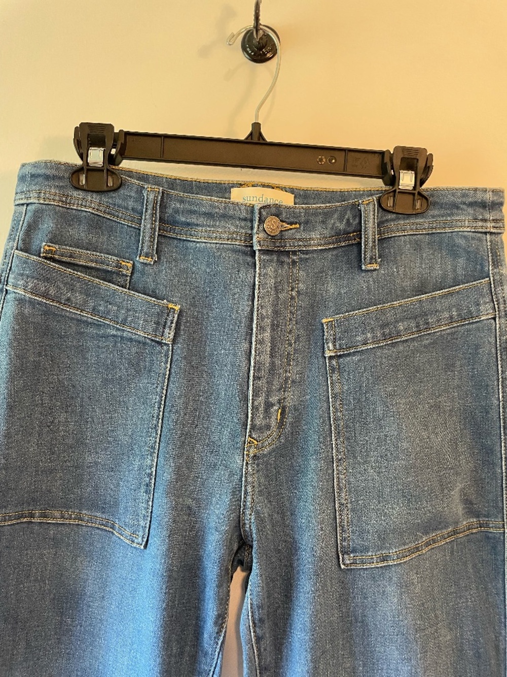 Sundance Agnes straight leg patch pocket denim jeans size 12